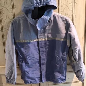 Purple fleece-lined jacket with detachable hood